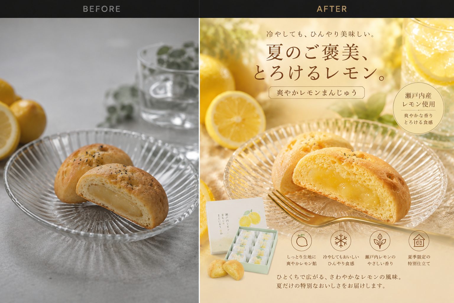 お菓子広告 Before/After